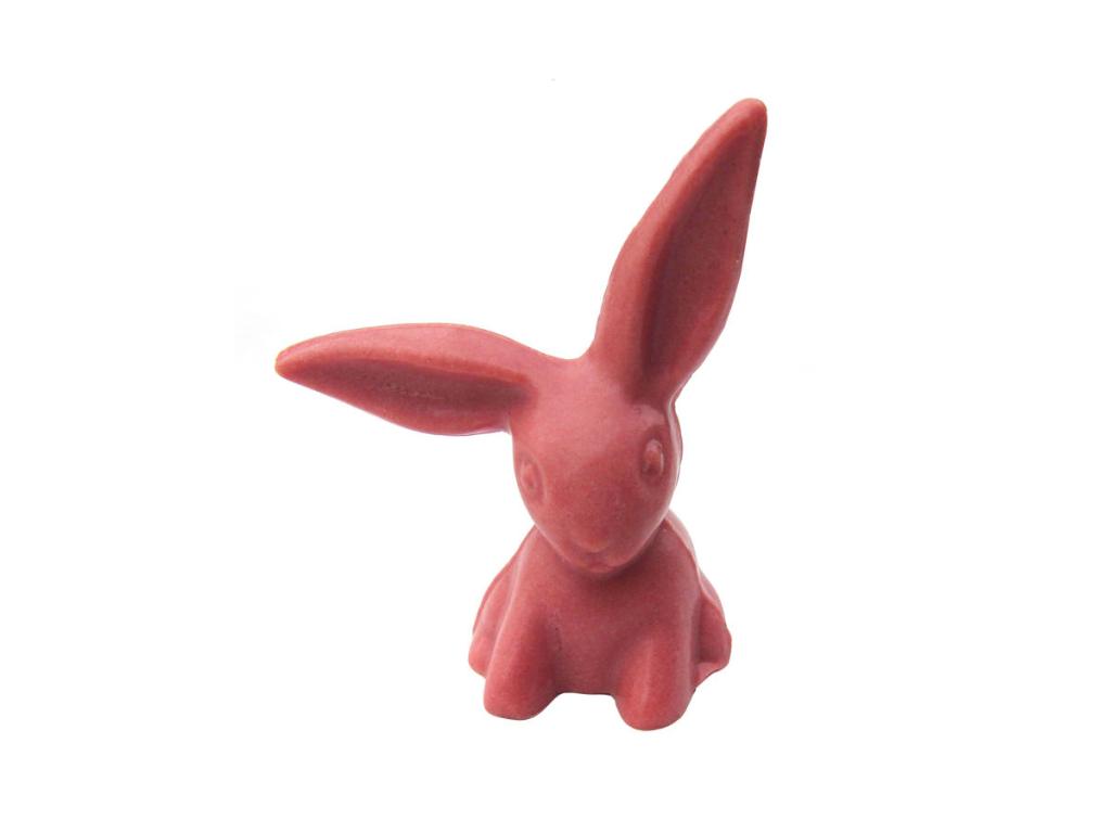 Vegan white chocolate strawberry bunny, amazing vegan easter candy by Lagusta's Luscious