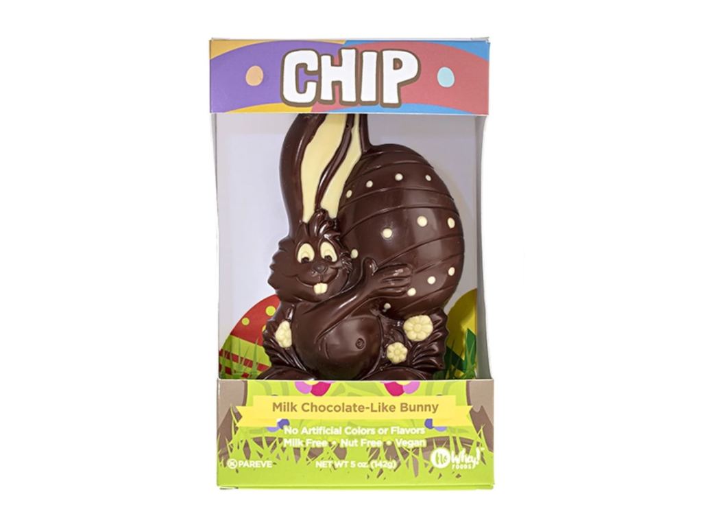 No Whey white and milk vegan hollow easter bunny.